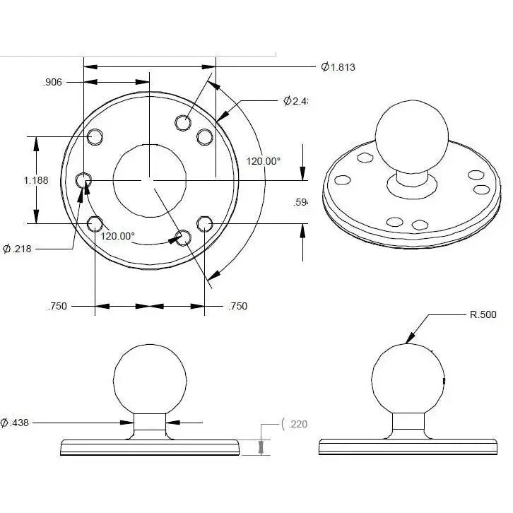 RAM® Round Plate with Ball - B Size