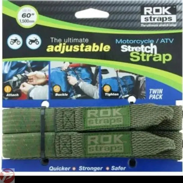 ROK Straps Adjustable 18-60" Black Motorcycle Cargo StrapsÂ