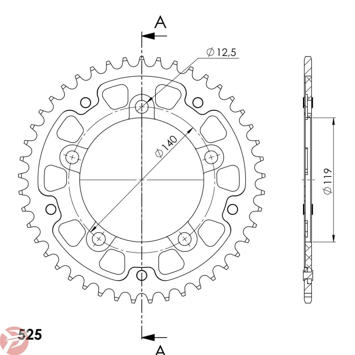 SUPERSPROX STEALTH REAR SPROCKET RST-1790:44-BLKÂ