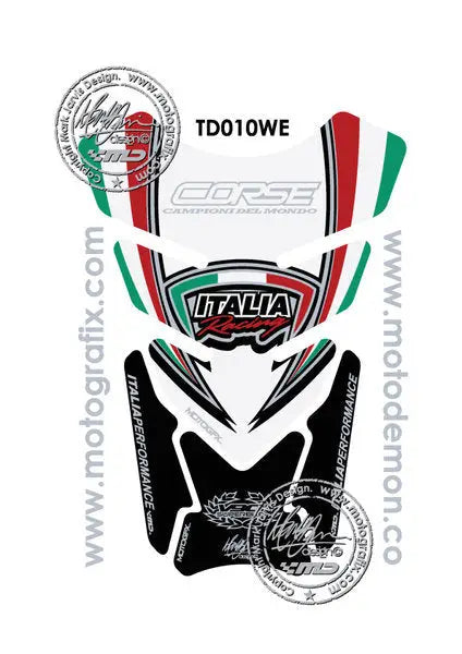Motografix 3D Gel Tank Pad Protector For Ducati (White Tricolour)Â