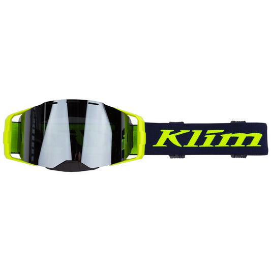 Klim Edge Off-Road Goggle - Focus Navy Blue Hi-Vis Dark Smoke Silver Mirror klim