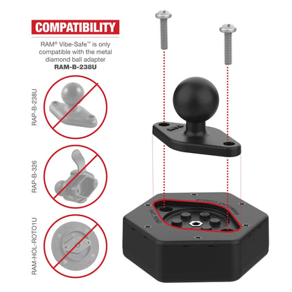 RAM® Vibe-Safe™ with NPT Adapter for 2-Hole Holders ram mount