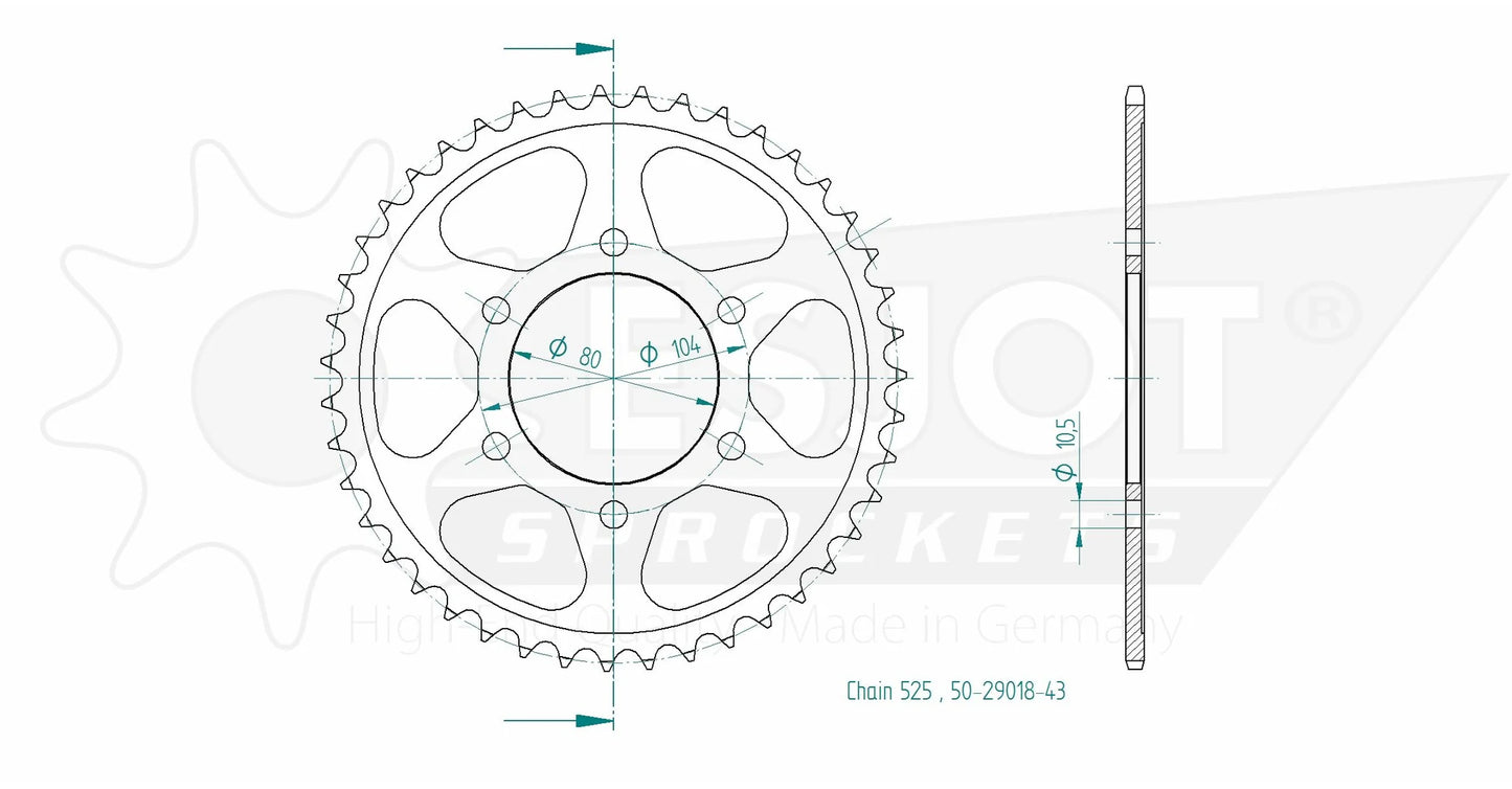 ESJOT Steel Rear Sprocket 50-29018-43 Esjot