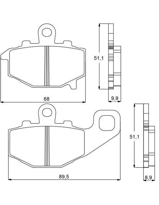 Accossato Brake Pads Kit For Motorcycle, AGPP102ST (Rear) 