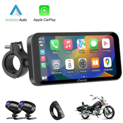 Carpuride W603 Wireless Portable Motorcycle Stereo with HD 1080P Dual Cameras Carpuride
