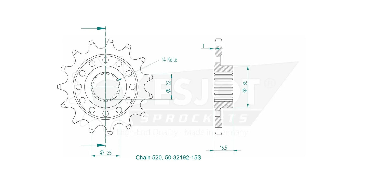 ESJOT  SPROCKETS FRONT (32912-15T) - (SPORTS) 