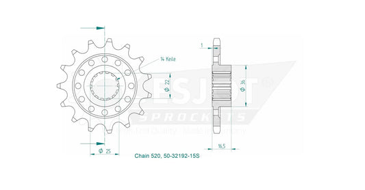 ESJOT  SPROCKETS FRONT (32912-15T) - (SPORTS) 