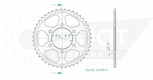 ESJOT Steel Rear Sprocket 50-29018-43 