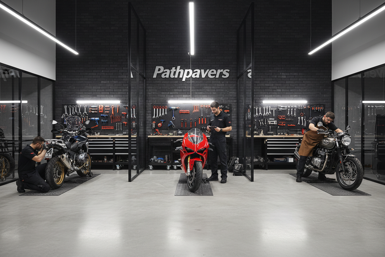 Pathpavers motorcycle service centre to help with all your motorcycle repair and maintenance needs. Tyre change , routine service , basic repairs and more.