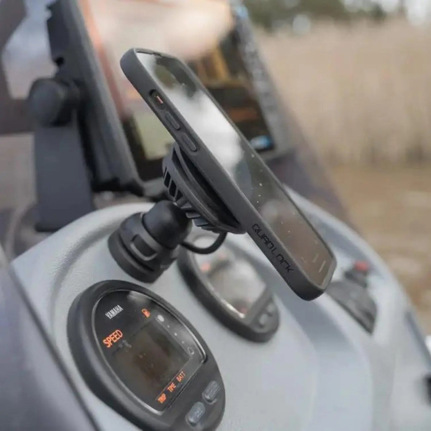 Quad Lock 12V-24V Waterproof Wireless Charging Head - Hardwired, IP67 Rated, Fast Charging, Secure Phone Mount 