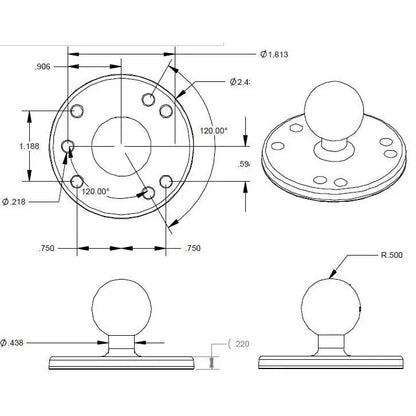 RAM® Round Plate with Ball - B Size 