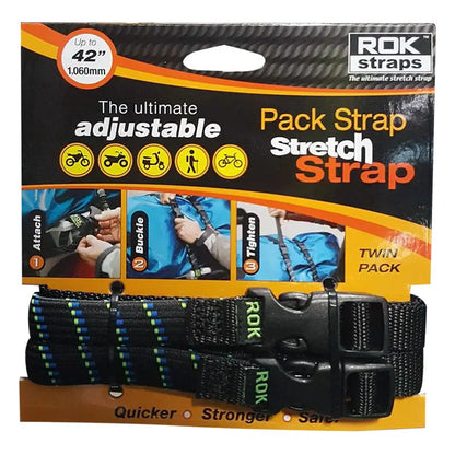 ROK Straps Adjustable 18-60" Black Motorcycle Cargo Straps 