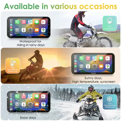 Carpuride W603 Wireless Portable Motorcycle Stereo with HD 1080P Dual Cameras Carpuride
