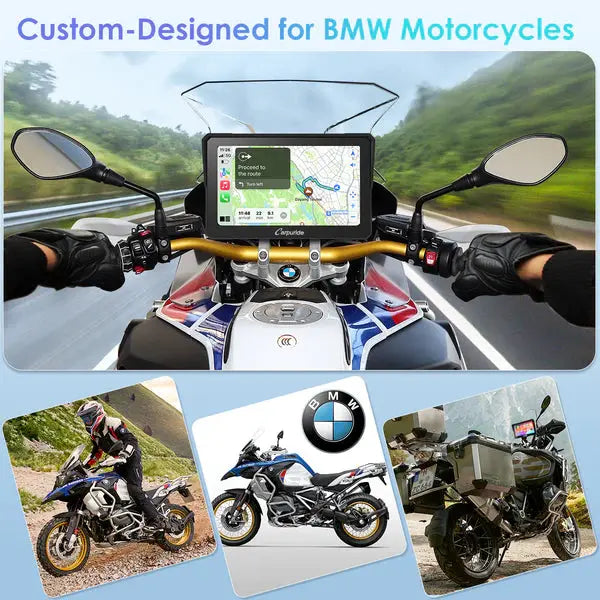 Carpuride W702B Wireless Portable Motorcycle Stereo with BMW Motorcycles Bracket Carpuride