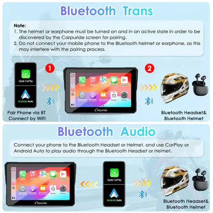 Carpuride W702B Wireless Portable Motorcycle Stereo with BMW Motorcycles Bracket Carpuride