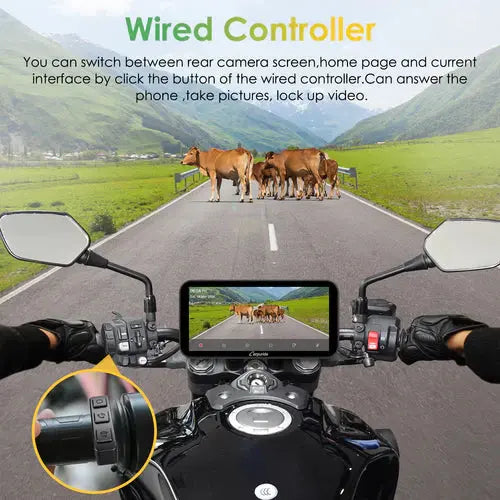Carpuride W603 Wireless Portable Motorcycle Stereo with HD 1080P Dual Cameras Carpuride