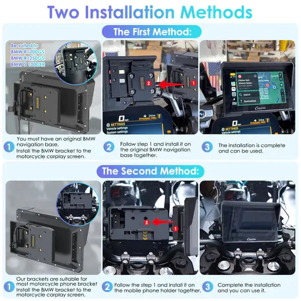 Carpuride W702B Wireless Portable Motorcycle Stereo with BMW Motorcycles Bracket Carpuride