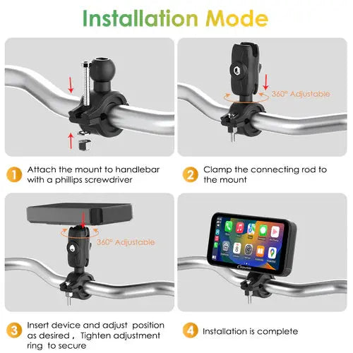 Carpuride W603 Wireless Portable Motorcycle Stereo with HD 1080P Dual Cameras Carpuride