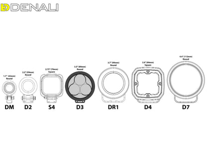 DENALI D3 Auxiliary LED Lights – Driving (Spot) (Lights Only) (Pair) Denali