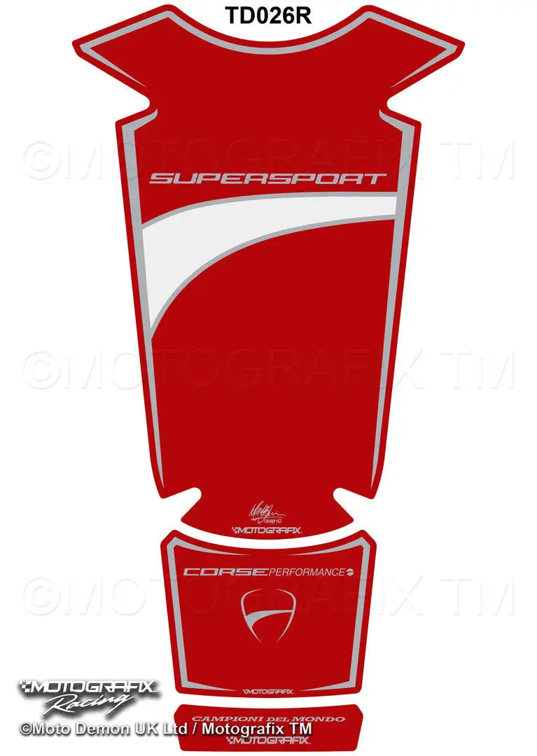 Motografix 3D Gel Tank Pad Protector For Ducati Supersport (2016-19) (Red) 