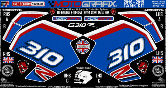 Motografix Tank / Knee Section Paint Protector For BMW G310R (2016-19) 