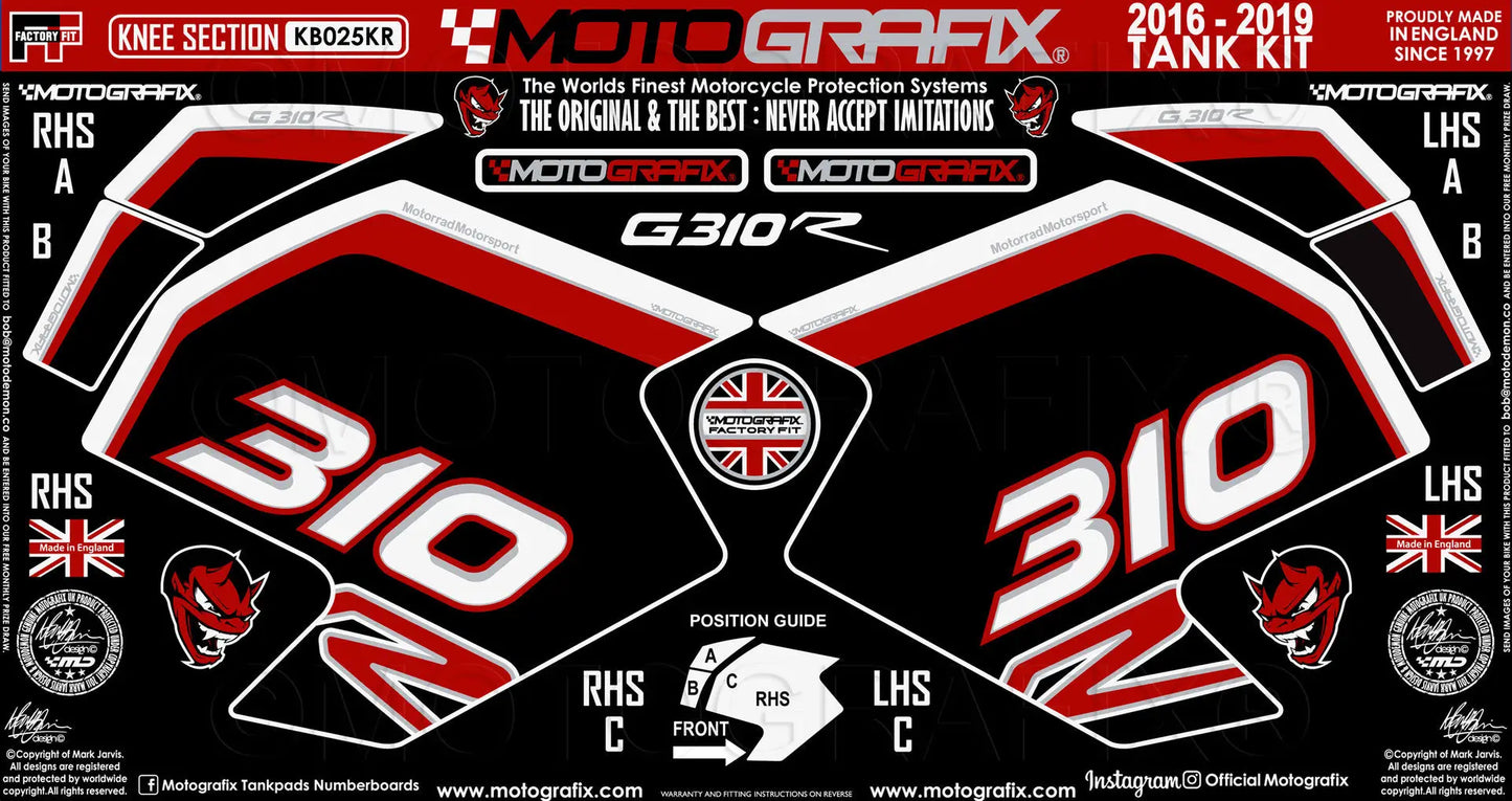 Motografix Tank / Knee Section Paint Protector For BMW G310R (2016-19) 