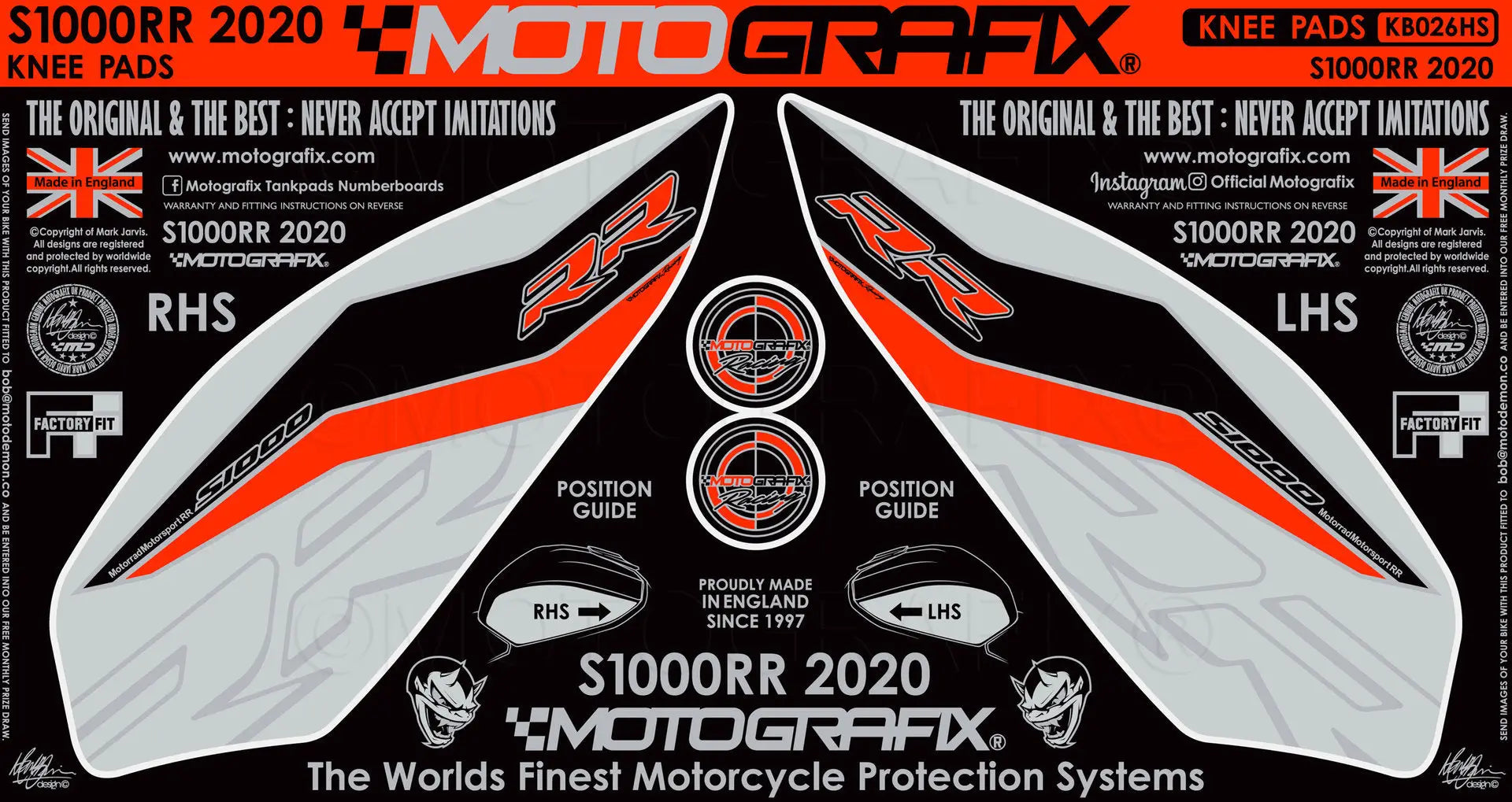 Motografix Tank / Knee Section Paint Protector For BMW S1000RR (2020-21) 