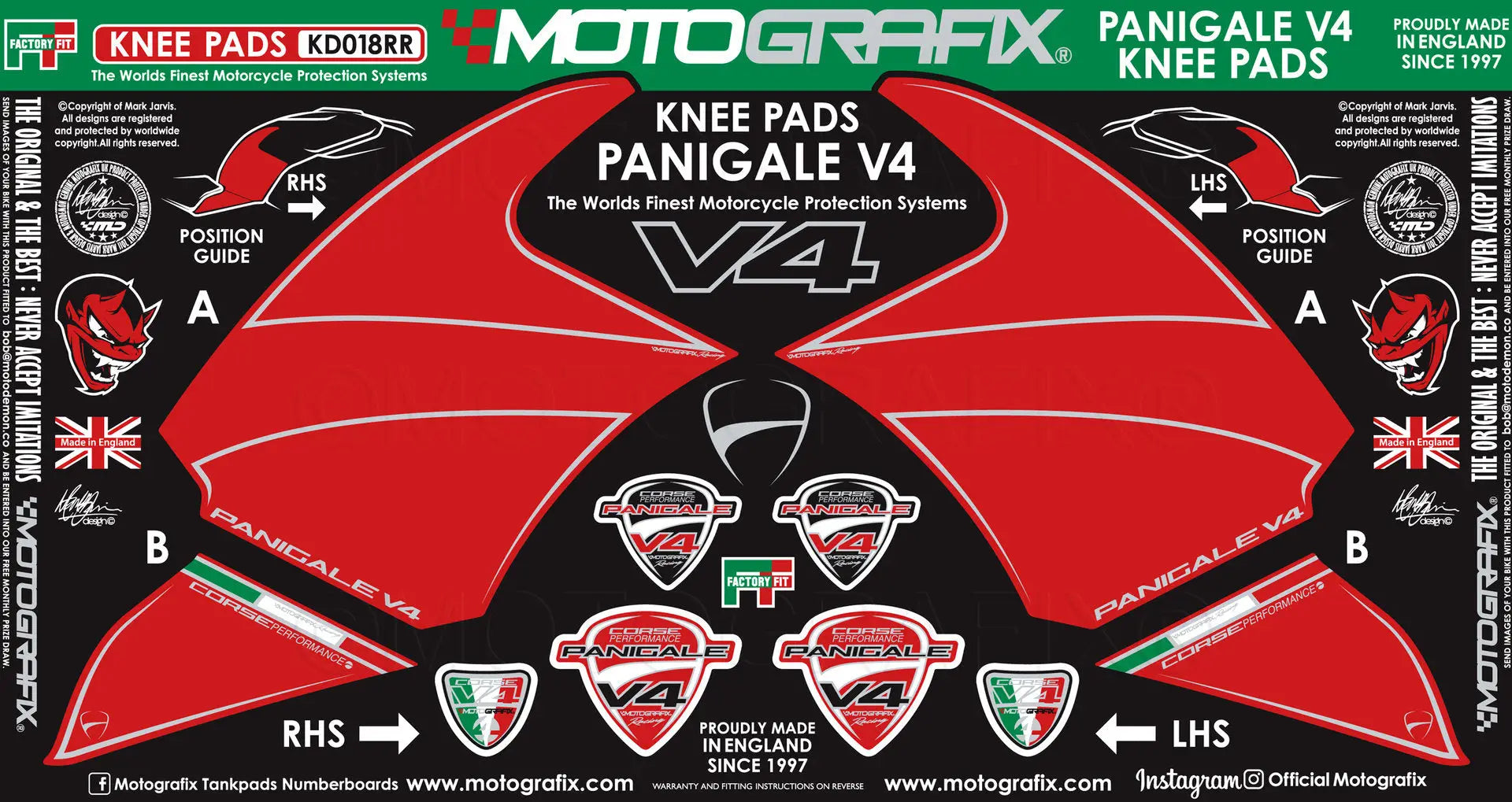 Motografix Tank / Knee Section Paint Protector For Ducati Panigale V4 / S 1100 (2018-19) 