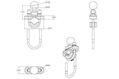 Mobile Mounts - RAM Base - Rail With Zinc Coated U-Bolt